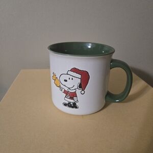Peanuts Snoopy Santa Oversized Coffee Mug with Green Interior & Handle